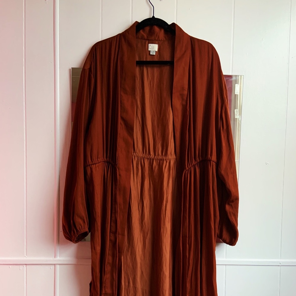 Rust Orange Satin-y Kimono Jacket